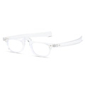 Minimalist clear PC optical eyeglass frames with stylish silver rivet accents - Transparent Frame