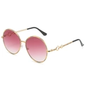 Lunettes de soleil rondes rétro avec monture dorée et verres dégradés roses - Monture Dorée Verres Dégradés Violets