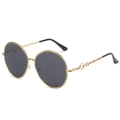 Lunettes de soleil rondes rétro surdimensionnées avec monture en métal doré et verres foncés - Monture Dorée Verres Gris
