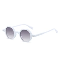 Chic white thick-frame polygonal sunglasses with grey gradient lenses and metal rivet details - White Frame Gray Lens