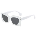 Cat eye sunglasses featuring thick white frames with a trendy transparent PC overlay - Regular / Standard (Incl. 13% VAT Invoice) White Frame Full Gray Lenses