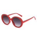 Retro red round oversized sunglasses with glitter frame and grey gradient lenses - Red Frame Double Grey Lens