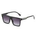 Glossy black square sunglasses with gradient lenses and colorful striped temples - Glossy Black Frame Gradient Gray Lens (C0.2)