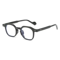 Occhiali anti-luce blu neri oversize con montatura poligonale e rivetti in argento - Montatura nero lucido
