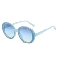 Retro round light blue sunglasses with glitter frames and blue gradient lenses - Blue Frame / Blue Lens