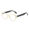 Cat eye sunglasses in cream frame with black temples and decorative metal rivets - Regular / Regular (incl. 13% VAT) Off-white Frame Clear Lenses