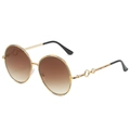 Lunettes de soleil rondes rétro avec monture dorée et verres dégradés marron - Monture Dorée Verres Dégradés Thé