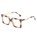 Retro oversized square eyeglasses with tortoiseshell frame and golden wavy metal temples - Tortoise