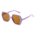 Chic hexagonal oversized sunglasses in light purple frames with brown tinted lenses - Purple Frame Tea Lens
