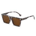 Fashionable oversized square sunglasses with gray floral pattern and dark brown lenses - Grey Marble Frame Tea Lens (C0.5)