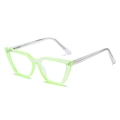 Occhiali cat-eye verde fluorescente in TR90 con stanghette trasparenti e anima in metallo - Montatura Verde Scuro