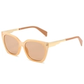 Translucent champagne square sunglasses with brown lenses and golden metal temples - Regular / Standard - Champagne Frame with Light Brown Lenses