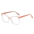 Cat eye blue light glasses with pink and clear contrast color TR90 frame for women - Pink Top Transparent Bottom Pink Legs