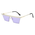 Occhiali da sole quadrati da donna con lenti viola e decorazioni in strass scintillanti - Montatura Oro Lente Viola