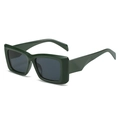 Occhiali da sole squadrati verde scuro oversize con lenti grigie anti-UV - Montatura Verde Lenti Grigie