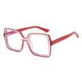Occhiali anti-luce blu a montatura quadrata con design bicolore rosso e rosa trendy - Montatura Rossa