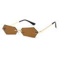 Frameless geometric sunglasses for women with amber gradient lenses and golden frame - Gold Frame Brown Lens