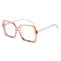 Montatura per occhiali quadrata oversize alla moda con sfumatura arancione e aste trasparenti - Montatura Tartarugata Aste Trasparenti
