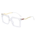 Oversized transparent square glasses frame with elegant golden wavy metal temples - Transparent Frame