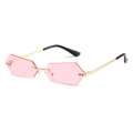 Frameless geometric sunglasses with pink gradient lenses and gold metal frames - Gold Frame Pink Lenses