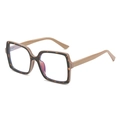 Fashionable large square tortoiseshell frame glasses with beige contrast temples - Tortoise Frame Khaki Legs