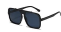 Classic oversized square sunglasses featuring a glossy black frame and dark grey lenses - Glossy Black Frame Grey Lens