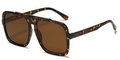 Oversized square sunglasses featuring classic tortoiseshell frames and brown lenses - Leopard Frame Brown Lens