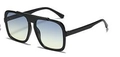 Vintage square sunglasses with black frame and blue-yellow gradient lenses for women - Black Frame / Blue-Yellow Lens
