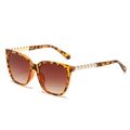 Cat eye sunglasses with tortoise frame, gold wavy temple and pearl details - Regular / Standard (Incl. 13% VAT) Leopard Frame & Double Tea Lenses