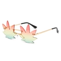 Fashion leaf-shaped sunglasses with metal frame and red-to-green gradient lenses - Regular / Regular Gold Frame Pink & Yellow Lenses