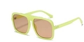 Fashionable oversized square sunglasses with fluorescent green frame and brown lenses - Jelly Green Frame Light Tea Lens