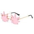 Fashionable pink leaf-shaped sunglasses with gold metal frame and creative resin lenses - Regular / Regular (Incl. 13% VAT) Gold Frame Pink Lenses