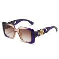 Square oversized sunglasses in purple pink gradient with gold floral chain temples - One Size / Tea Purple Frame Gradient Tea Lens
