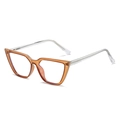 Cat eye blue light glasses with amber orange frame and transparent spring hinges - Brown Frame