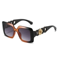 Oversized square sunglasses in tortoise gradient with golden floral metal detail - One Size / Tea Black Frame Gradient Grey Lens