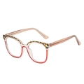 TR90 large frame glasses with leopard print and red translucent finish for women - Top Leopard Bottom Red