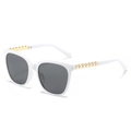 Cat eye sunglasses for women with white frame and luxury pearl and gold metal temple detail - Regular / Standard (Incl. 13% VAT Invoice) White Frame Full Gray Lenses