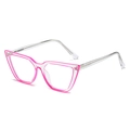 Retro cat-eye TR90 glasses frame in translucent fluorescent pink and clear two-tone design - Purple Frame