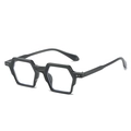 Fashionable black hexagonal oversized glasses frames with stylish silver rivet details - Grey Frame / Clear Lens (Anti-Blue Light)