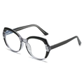 Occhiali anti luce blu TR90 cat-eye con montatura nera e grigio trasparente bicolore - Montatura nero lucido