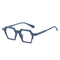 Deep blue hexagonal oversized eyeglass frame with glossy finish for a trendy look - Solid Blue Frame / Clear Lens (Anti-Blue Light)