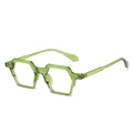 Translucent sage green geometric oversized eyewear frame with hexagonal design - Jelly Green Frame / Clear Lens (Anti-Blue Light)