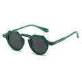Retro round sunglasses with dark green polygon frames and black lenses for men and women - Green Frame Grey Lens