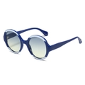 Gafas de sol redondas de dos tonos con montura azul y lentes degradadas para mujer - Marco Azul Blanco Lente Degradada Azul Amarillo
