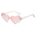 Stylish candy pink heart-shaped sunglasses with translucent lenses and a retro party vibe - Pink Frame / Pink Lens
