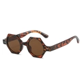 Retro polygoon zonnebril met schildpadmontuur en ronde bruine glazen voor de zomer - Luipaard Frame / Theekleurige Lenzen