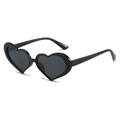 Trendy heart shaped sunglasses with black frame and dark lenses for a bold fashion look - Glossy Black Frame Grey Lens