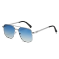 Lunettes de soleil carrées en métal argenté avec verres bleus dégradés et double pont - Standard / Lunettes de soleil standard monture argentée et verres dégradés bleus