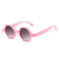 Lunettes de soleil hexagonales roses avec verres dégradés et rivets argentés - Standard / Régulier (incl. 13 % TVA) monture rose verres gris double