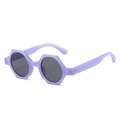 Lunettes de soleil polygonales avec monture violette translucide et verres ronds gris foncé - Standard / Standard (TVA 13 % incluse) Monture violette / Verres gris